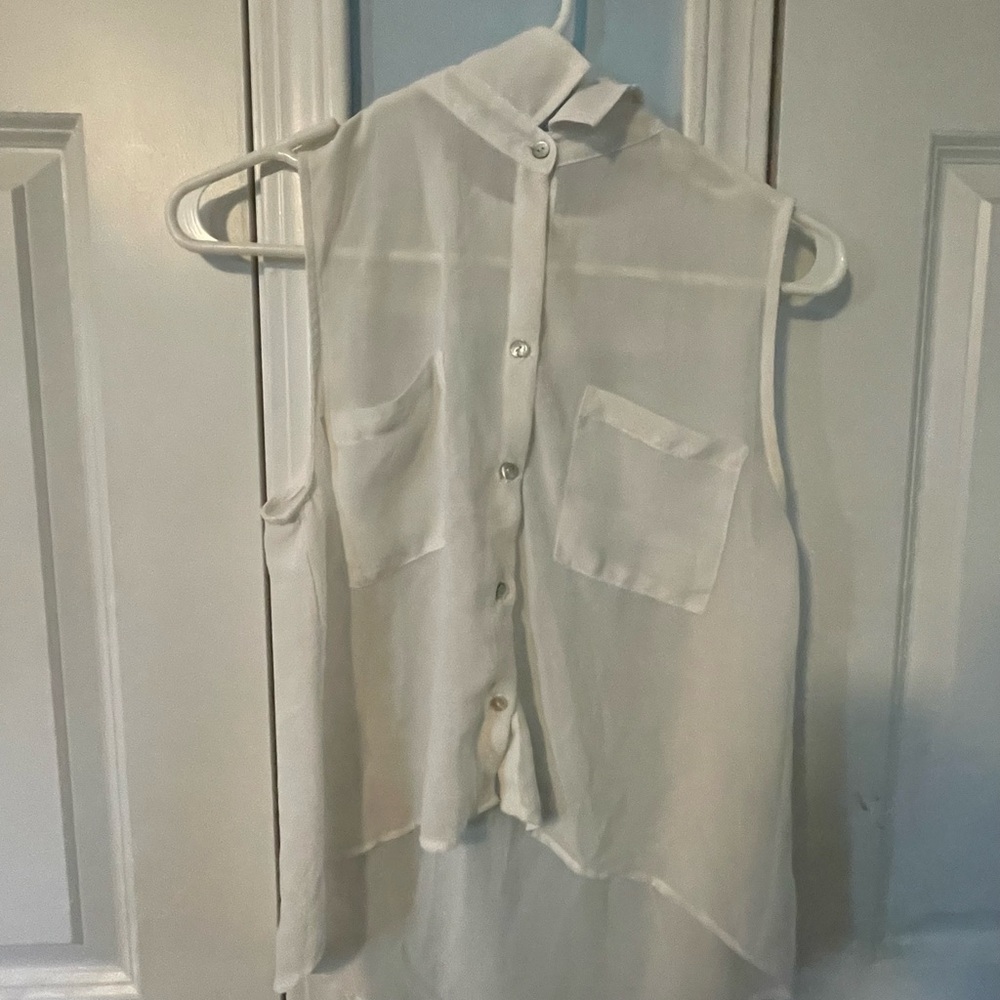 Aje Cream Sleeveless Mandarin Collar Top